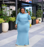 Solid Long Sleeve Casual Maxi Dress YS-8825