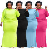 Solid Long Sleeve Casual Maxi Dress YS-8825