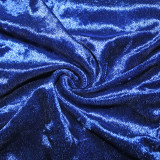 Solid Velvet Ruched Long Sleeve Split Pants 2 Piece Suits SH-390070