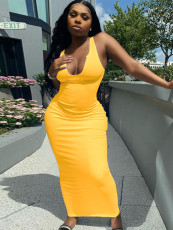 Sexy Solid Sleeveless Slim Maxi Dress MZ-P008