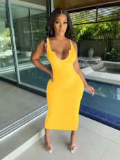 Sexy Solid Sleeveless Slim Maxi Dress MZ-P008