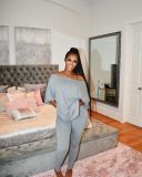 Sexy Solid Backless Knotted Two Piece Sets BLX-8228