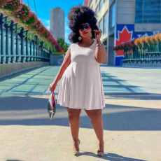 Plus Size Solid Sleeveless Mini Dress PHF-13256