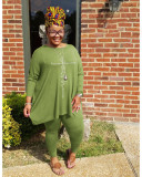 Plus Size Hot Drilling Long Sleeve 2 Piece Pants Set WAF-77275