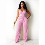Solid Cami Top And Pants Two Piece Sets CHY-1345