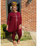 Plus Size Hot Drilling Long Sleeve 2 Piece Pants Set WAF-77275