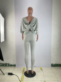 Sexy Solid Backless Knotted Two Piece Sets BLX-8228