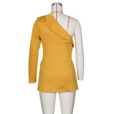 Sexy One Shoulder Notched Collar Blazer Coat ZSD-0418
