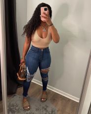 Plus Size Denim Ripped Hole Skinny Jeans Pants OD-8458