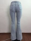 Denim Ripped Hole Flared Jeans Pants LA-3272