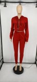 Casual Sports Solid Zipper Hoodie 2 Piece Suits GLF-10028