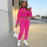Solid Cropped Hoodie+Tank Top+Pants 3 Piece Sets CH-8193