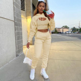 Solid Cropped Hoodie+Tank Top+Pants 3 Piece Sets CH-8193