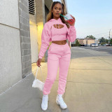 Solid Cropped Hoodie+Tank Top+Pants 3 Piece Sets CH-8193