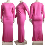Solid Long Sleeve Casual Maxi Dress YS-8825