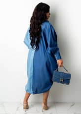 Casual Loose Long Sleeve Drawstring Shirt Dress ZSD-0422