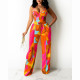Sexy Printed Vest Top Wide Leg Pants 2 Piece Sets CHY-1348