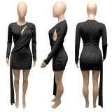 Sexy Sequin Hollow Long Sleeve Club Dress ME-Y947