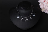 Letter Rhinestone Pendant Jewelry Necklace BYCF-0161