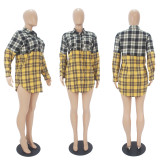Plaid Patchwork Long Sleeve Casual Blouse SHD-9803