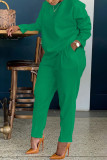 Plus Size Solid Long Sleeve Two Piece Pants Set BGN-202