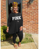 Plus Size Letter Print Long Sleeve 2 Piece Pants Set WAF-77280