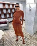Sexy Hollow Out Full Sleeve Long Dress YD-8530