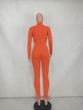 Casual Solid Long Sleeve Zipper Two Piece Pants Set YD-8528