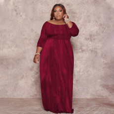 Plus Size High Waist Pocket Maxi Dress BDF-8102