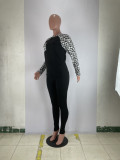 Plus Size Leopard Patchwork Two Piece Pants Set BLX-8230