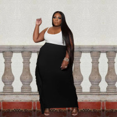 Plus Size Solid Tassel Maxi Skirt WAF-77283