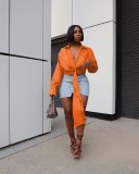 Solid Sexy Long Sleeve Deep V Neck Blouse Top SMD-82085