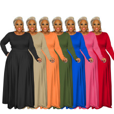 Plus Size Solid Long SleeveTwo Piece Pants Set FOSF-8097