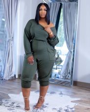 Casual Solid Long Sleeve Stacked Jumpsuit XYF-9118