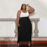 Plus Size Solid Tassel Long Skirt PHF-13262