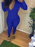 Solid Hooded Zipper Long Sleeve Two Piece Pants Set FSL-117-1
