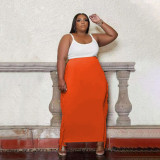 Plus Size Solid Tassel Long Skirt PHF-13262