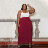 Plus Size Solid Tassel Long Skirt PHF-13262