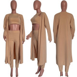 Solid Tank Top+Long Cloak+Pants 3 Piece Sets HMS-5514