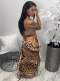 Leopard Print Tassel Maxi Skirt HMS-5516