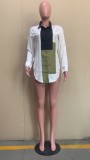 Contrast Color Long Sleeve Blouse Top ORY-5211