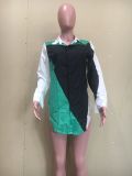 Contrast Color Long Sleeve Blouse Top ORY-5211