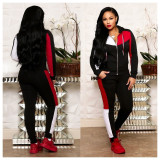 Casual Sports Splice Coat And Pants 2 Piece Sets ORY-5075