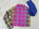 Plaid Print Long Sleeve Blouse Top DAI-8367
