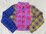 Plaid Print Long Sleeve Blouse Top DAI-8367