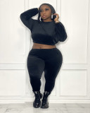 Plus Size Long Sleeve Two Piece Pants Set ZDF-31170