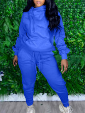 Plus Size Solid Hoodie Top And Pants Two Piece Suits LP-66318