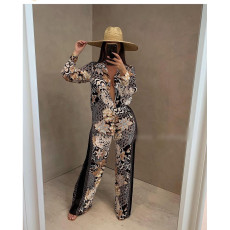 Retro Print Shirt Top And Pants Two Piece Sets CY-6529
