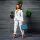Solid Sashes Blazer Ankle-Tie Pants 2 Piece Suits WPF-80398