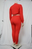 Plus Size Solid Ribbed Long Sleeve Crop Top+Vest+Pants 3 Piece Sets NNWF-7345